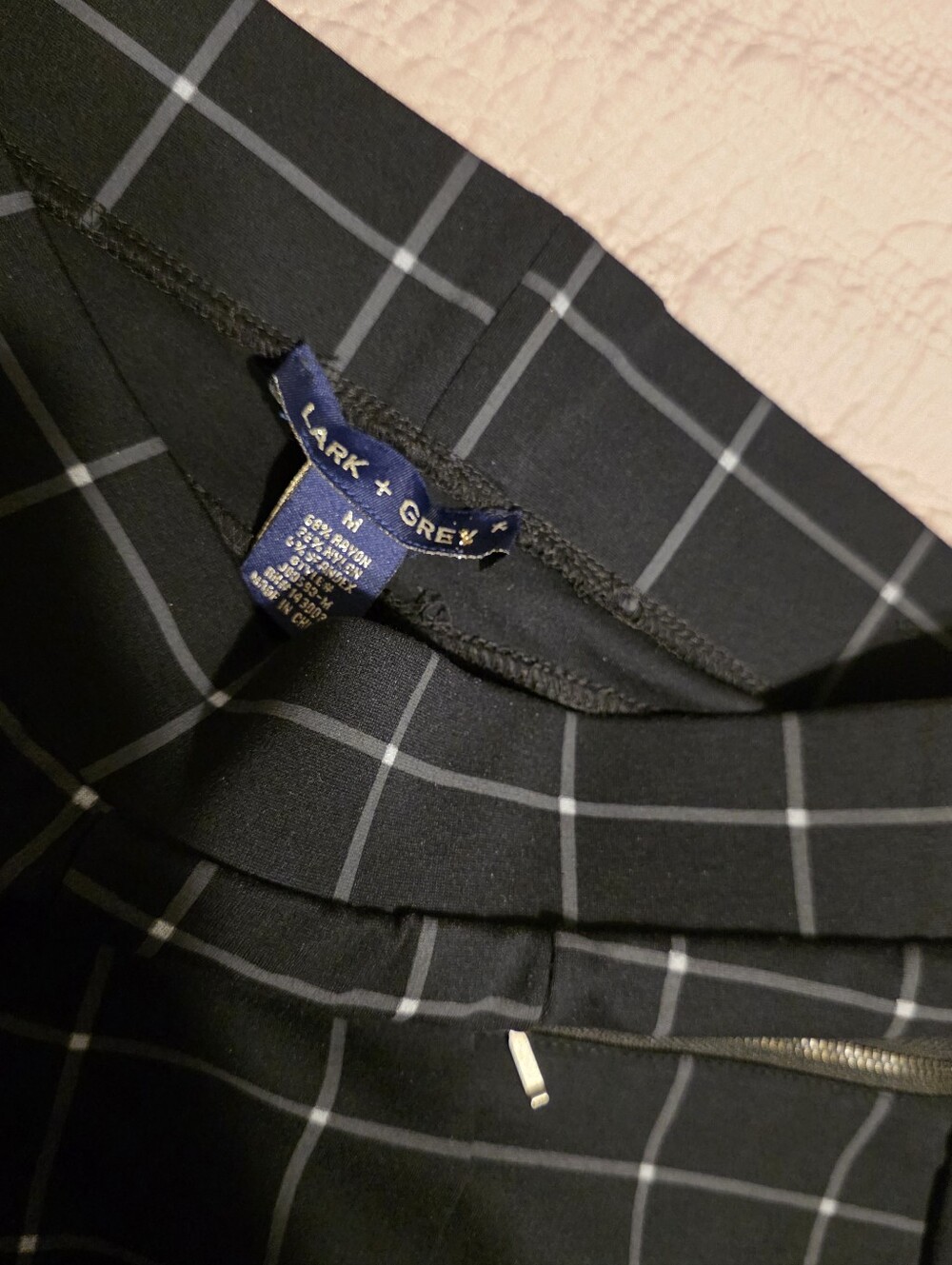 Black Windowpane Zip Pocket Trousers - Picture 3 of 5